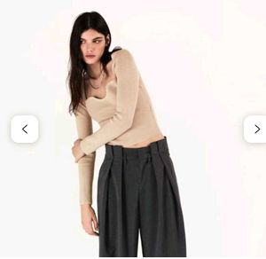 Rib Knit Sweetheart Neck Zara Top