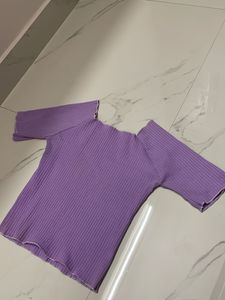 Lavender Ribbed Square Neck Top