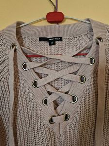 Tally weijl dusty pink Lace-Up Knit Sweater