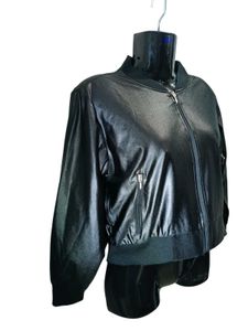 Leather Look Stylish Jacket For Womens Black