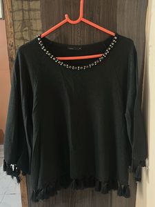 Black Tassel Trim Top