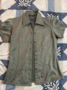 Green Button-Up Top
