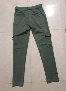 Light Green Cargos With Side Pockets.