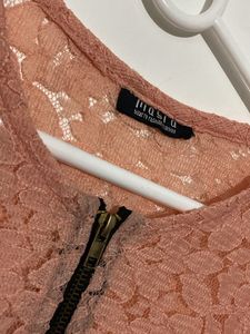 Mayra Peach Netted Lace Crop Top (Women)