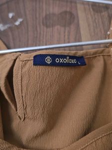 Brown Linen Khaki Colored Dress