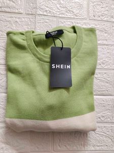 Green &amp; White Striped Sweater completely new with