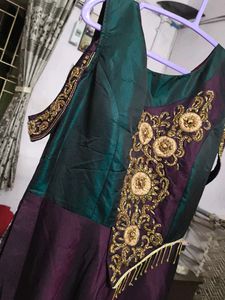 Embroidered Emerald &amp; Purple Dress
