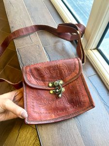 Embossed Leather Elephant Crossbody Bag