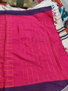 Pink &amp; Purple Checkered Saree