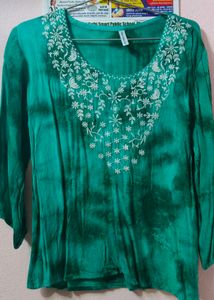 Embroidered Green Top