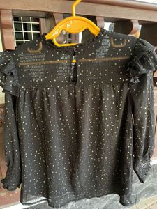 Black &amp; Gold Polka Dot Top