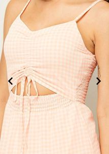Ginger Checked Fit&amp;Flare Dress Peach