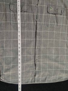 Lacoste Men&#39;s Grey Plaid Flannel Shirt
