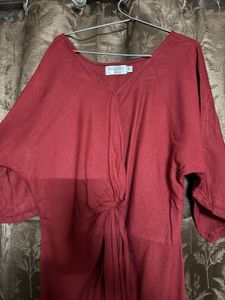 Maroon solid woven maxi top