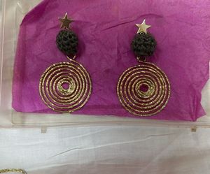 Loop Earrings With Crochet Ball