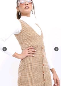 Plaid Mini Dress with Buttons