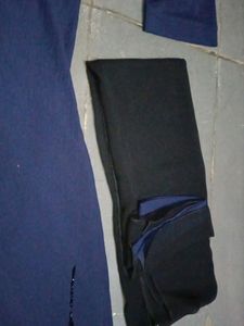 Navy Blue Embellished Abaya with Black Scarf
