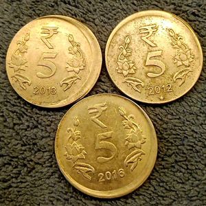 ₹5 Shift Error Brass Coins (3 Pcs)