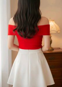 Korean Off-Shoulder Red Top