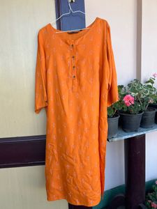 Orange Printed Kurti