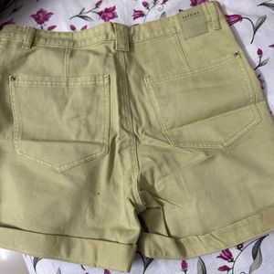 Olive Green Denim Shorts