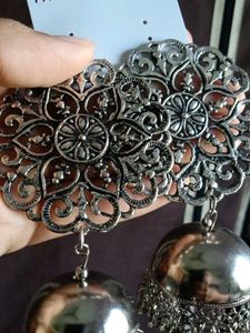 Silver Oxidised 2 Set Earrings