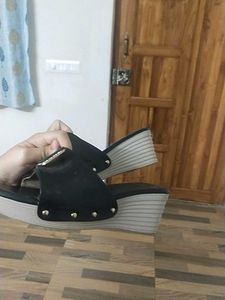 Black Wedge Sandals