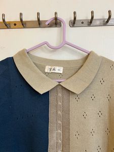 Collared Short Sleeve Crop Top