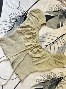 Olive Green Ruched Crop Top