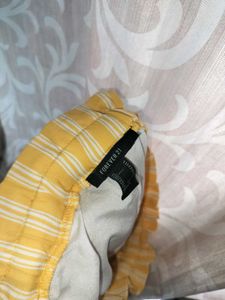 Yellow Striped Ruffle Shorts