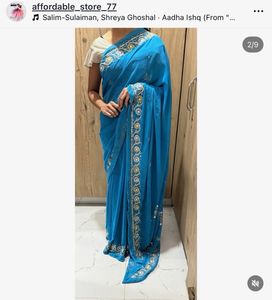 Elegant Blue Embellished Saree