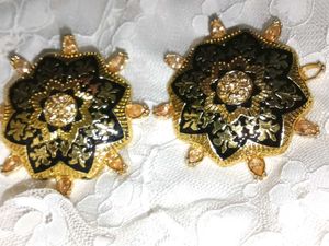 Black And Golden With Cute Pearls Ear Rings