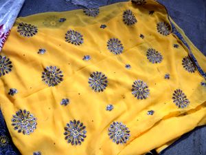 Diwali Offer Bright Yellow Coloured Heavy Saree