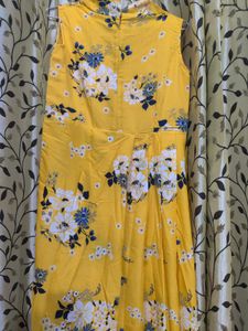Yellow Printed Long Maxi Dress