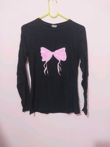 Black Bow Long Sleeve Tee