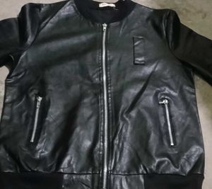 Black Leather Bomber Jacket