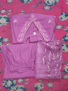 Lavender Embroidered Kurta Set