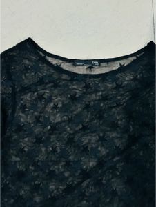 Zara Black Mesh Star Top
