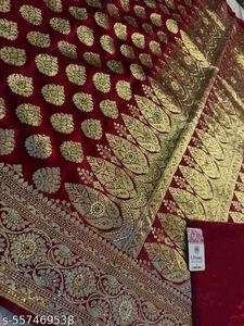 Bridal Marron &amp; Gold Banarasi Saree