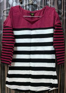 Striped Cold Shoulder Top