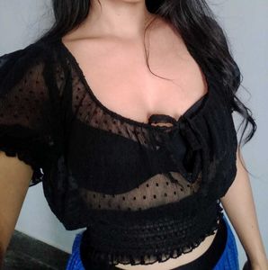 Sheer Polka Dot Top