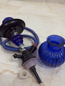 Blue Hookah And Glass Smoking Pipe