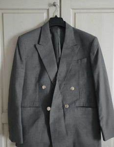 Grey Double-Breasted Blazer