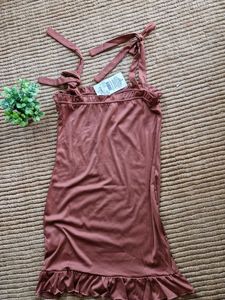 Cute Tie Strap Ruffle Mini Dress