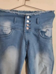 High-Waisted Denim Jeans