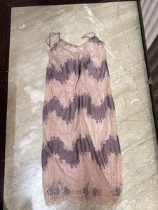 Zara Pink Mauve Delicate Lace Midi Dress