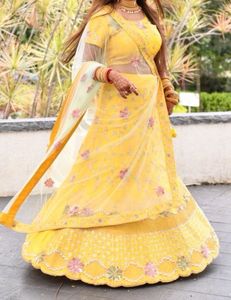 Price Drop- Grand Raw Silk Yellow Lehenga