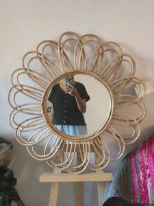 Bamboo Rattan Flower Mirror 1