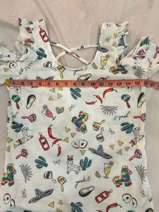 Cold Shoulder White Top With Criss Cross Backside