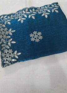 Blue Embellished Dupatta